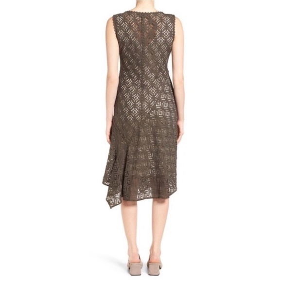 Nic + Zoe Dress Womens Small‎ Grey Taupe Crochet Lace Overlay Slip Asymmetrical - Picture 2 of 13